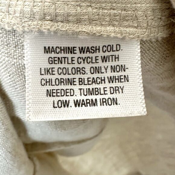 Style & Co Blouse Womens 16 Linen Button Up Short Sleeve Shirt Top Beige - Picture 4 of 6